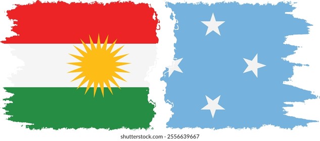 Federated States of Micronesia and  Kurdistan grunge flags connection, vector