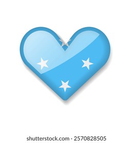 Federated States of Micronesia - Shiny Flag in the Form of Heart. Vector Illustration.