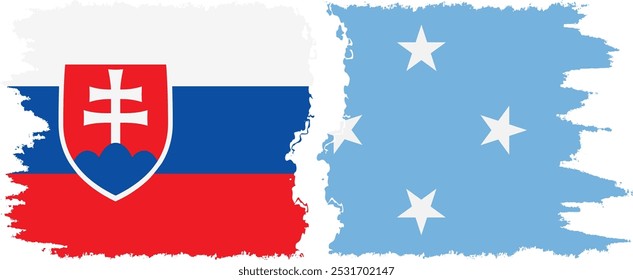 Federated States of Micronesia and Slovakia grunge flags connection, vector