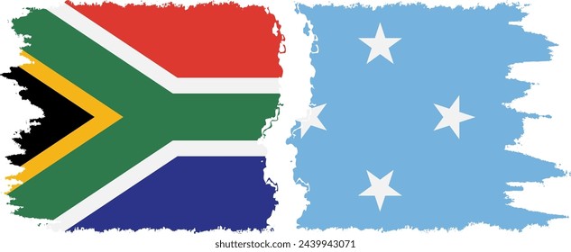 Federated States of Micronesia and South Africa grunge flags connection, vector