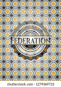 Federation arabesque style emblem. arabic decoration.