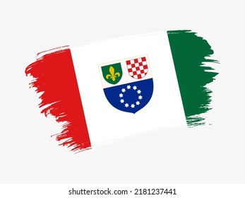 Federation of Bosnia and Herzegovina flag made in textured brush stroke. Patriotic country flag on white background