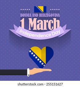 Federation of Bosnia and Herzegovina Independence Day 1 March Celebration Card, Background, Badges Vector Template 