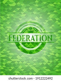 Emblema verde de la Federación. Fondo mosaico. Ilustración vectorial. Detallado. 