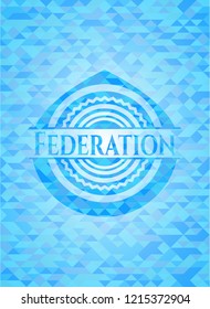 Federation realistic light blue mosaic emblem