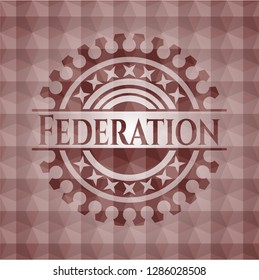 Federation red seamless emblem with geometric background.