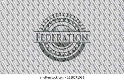 Federation silver emblem or badge. Scales pattern. Vector Illustration. Detailed.
