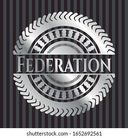 Federation silvery shiny emblem. Vector Illustration. Mosaic.