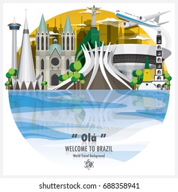 Federative Republic Of Brazil Landmark Global Travel And Journey Background Vector Design Template