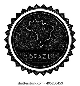 Federative Republic of Brazil Map Label with Retro Vintage Styled Design. Hipster Grungy Federative Republic of Brazil Map Insignia Vector Illustration. Country round sticker.