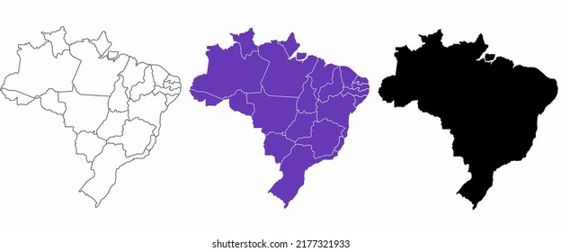 Federative Republic Of Brazil Political Map Set On White Background