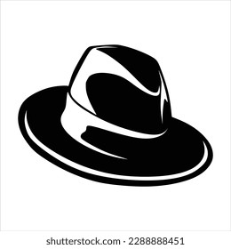 Fedora hat in black and white artline for illustration