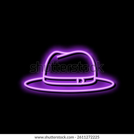 fedora hat cap neon light sign vector. fedora hat cap illustration