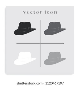 Fedora Hat Flat Black And White Vector Icon.