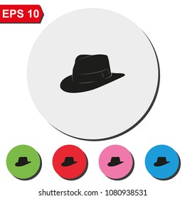 Fedora Hat Flat Round Colorful Vector Icon.