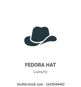 Fedora hat glyph icon vector on white background. Flat vector fedora hat icon symbol sign from modern luxury collection for mobile concept and web apps design.