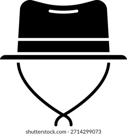 Fedora Hat Icon with String, Silhouette