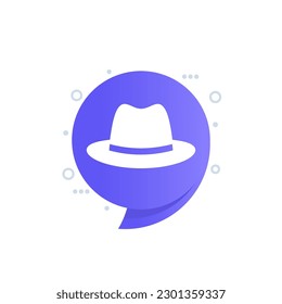 fedora hat icon, vector pictogram