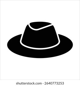 fedora hat icon vector silhouette on white background.