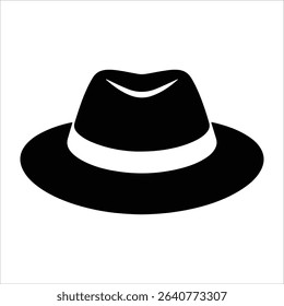 fedora hat icon vector silhouette on white background.