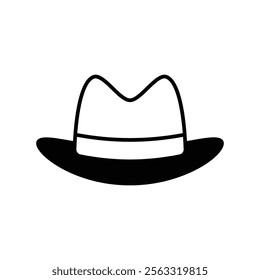 fedora hat icon with white background vector stock illustration