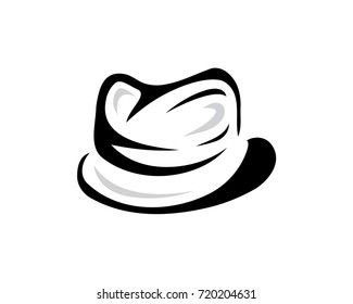 fedora hat illustration, symbol design, isolated on white background. 