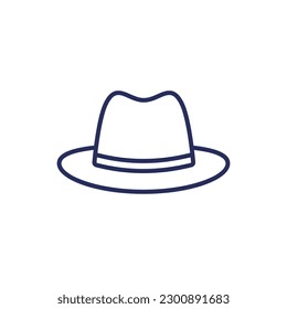 fedora hat line icon on white