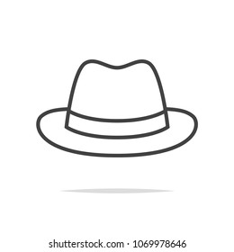 Fedora Hat Line Icon Vector