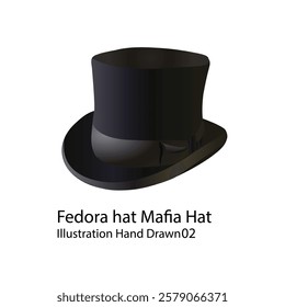 Fedora hat, Mafia Hat, Gangster Hat Illustration Hand Drawn on white background Vol 01