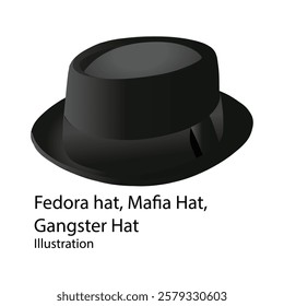 Fedora hat, Mafia Hat, Gangster Hat Illustration Hand Drawn on white background Vol 03