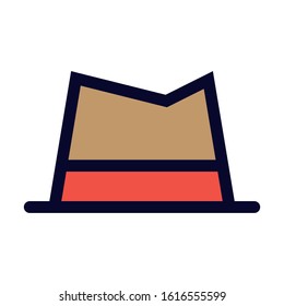 Fedora Hat. Simple Vector Color Icon.