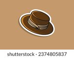 Fedora hat Sticker vector illustration. Hackers cap object icon concept. Hipster cap sticker symbol vector design with shadow.