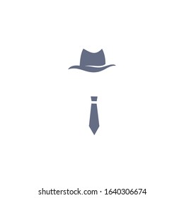 Fedora hat and tie vector illustration. Isolated on white background.
