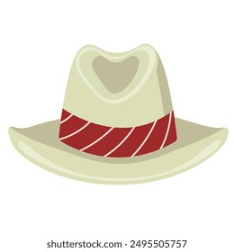 Fedora hat, tribly panama hat vector illustration, isolated on white background