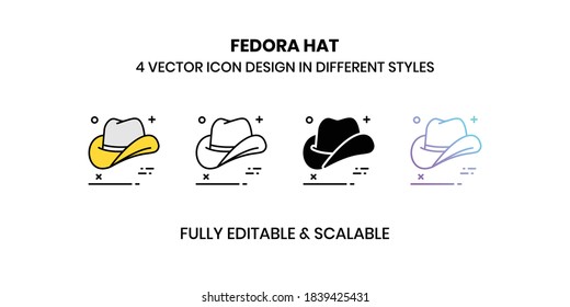 Fedora Hat Vector illustration icons in different style