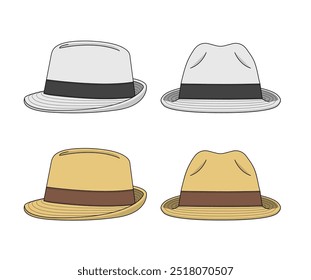 Fedora hat vector template illustration set