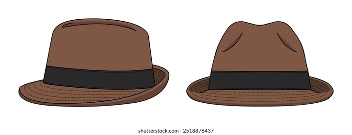 Ilustración de Plantilla de Vector de sombrero de Fedora