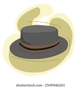 sombrero de Fedora. sombrero de gángster realista. Sombrero de hombre. Sombrero fedora negro con cinta blanca