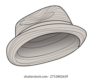 Fedora hats technical flat design vector mockup template.