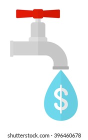 Fee for clean water. Money for water. Dear purified drinking water.Ecology design concept with air, water and soil pollution.Flat icons isolated vector illustration.