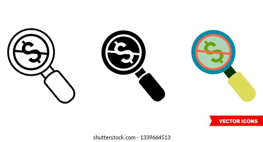 Fee icon of 3 types: color, black and white, outline. Isolated vector sign symbol.