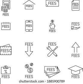 Fee icon set, fees payment, vector illustration	