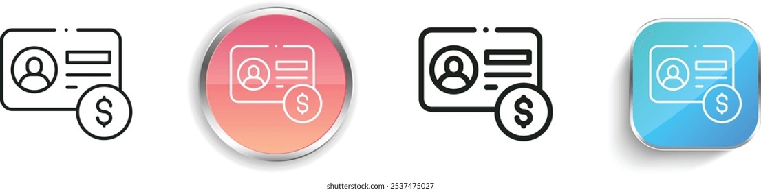 fee icon. Thin Linear, Regular and Button Style Design Isolated On White Background