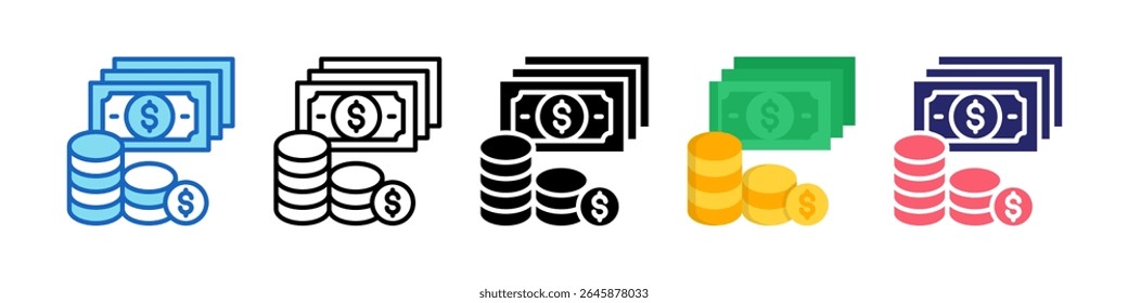 Fee Multiple Style Icon Set Collection.