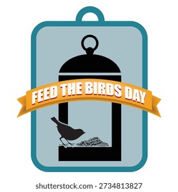 Rótulo de Feed the Birds Day, ilustração vetorial