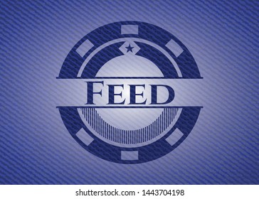 Feed emblem with jean background. Vector Illustration. Detailed.