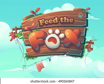 Feed the fox vector start screen illustration