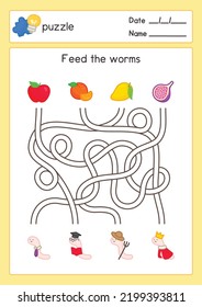 Alimentar la fruta para los ejercicios de juegos de labios de gusano hoja kawaii doodle vector cartoon