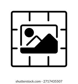 Zufuhrraster-Liniensymbol, Umrisssymbol für Profillayout, Postanordnung, Galerieansicht, Inhaltsorganisation und soziale Vorschau. Vektorsymbol.