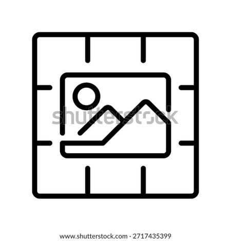 Feed Grid Line Icon, Outline Symbol for Profile Layout, Post Arrangement, Gallery View, Content Organization, and Social Preview. Vector Sign Icon.